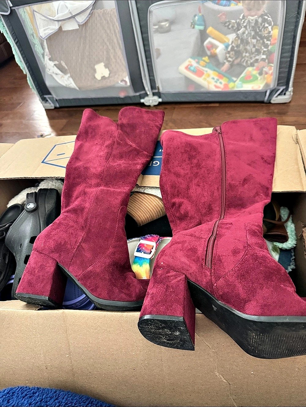Over-the-Knee Heeled Boots Red US 8.5W